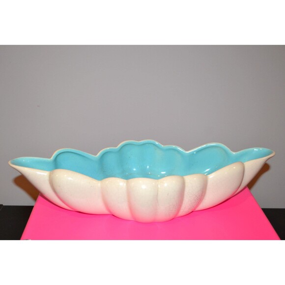 Other - Vintage Planter Aqua and White 1950s MCM French Market Cottage Chic
